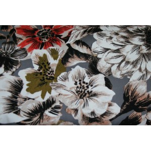 10cm Baumwollsatin STRETCH Blumen bedruckt    (Grundpreis € 12,00/m)